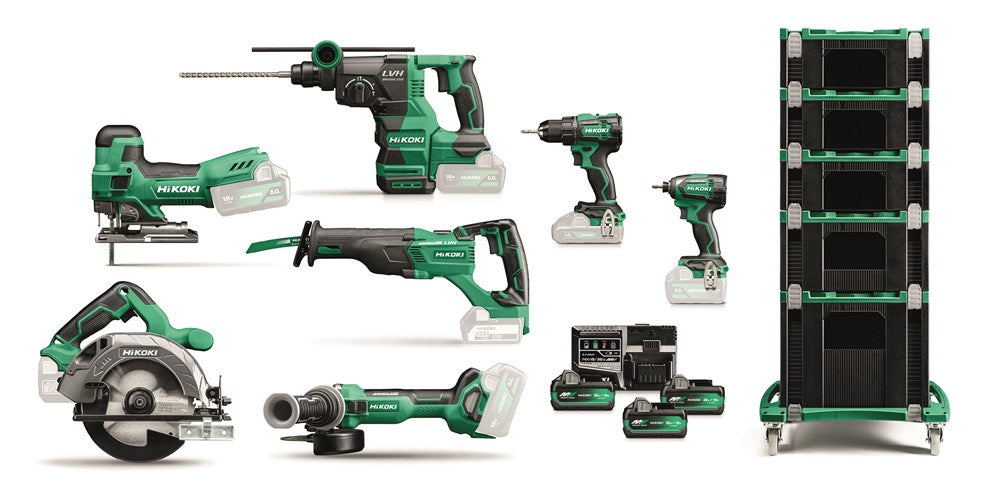 HiKOKI KC18H7B-MVA3 18V Accu Machines 7-delig in HSC koffers met trolley (3x MultiVolt 5,0Ah accu + lader)