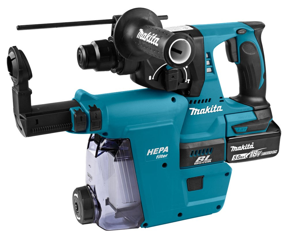 Makita DHR242RTJW Boorhamer 5,0Ah 2st 18V 24mm Stofafzuiging