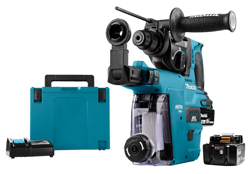 Makita DHR242RTJW Boorhamer 5,0Ah 2st 18V 24mm Stofafzuiging