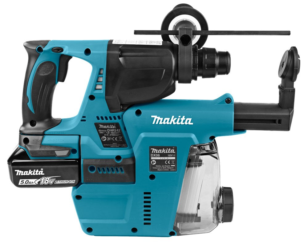 Makita DHR242RTJW Boorhamer 5,0Ah 2st 18V 24mm Stofafzuiging