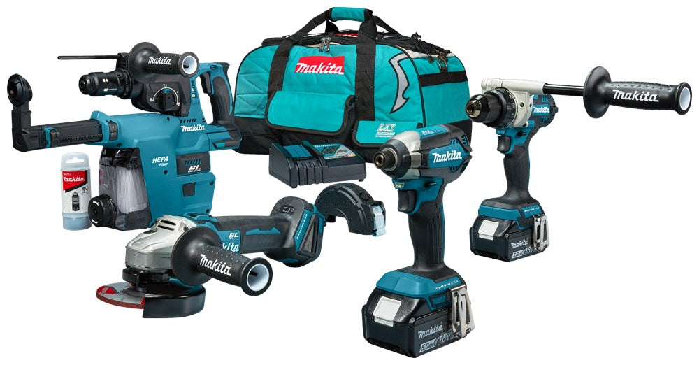 Makita DLX4194TX1 LXT 18V 4-Delige Combiset voor Allround tot Zwaar Boor-, Schroef- en Slijpwerk