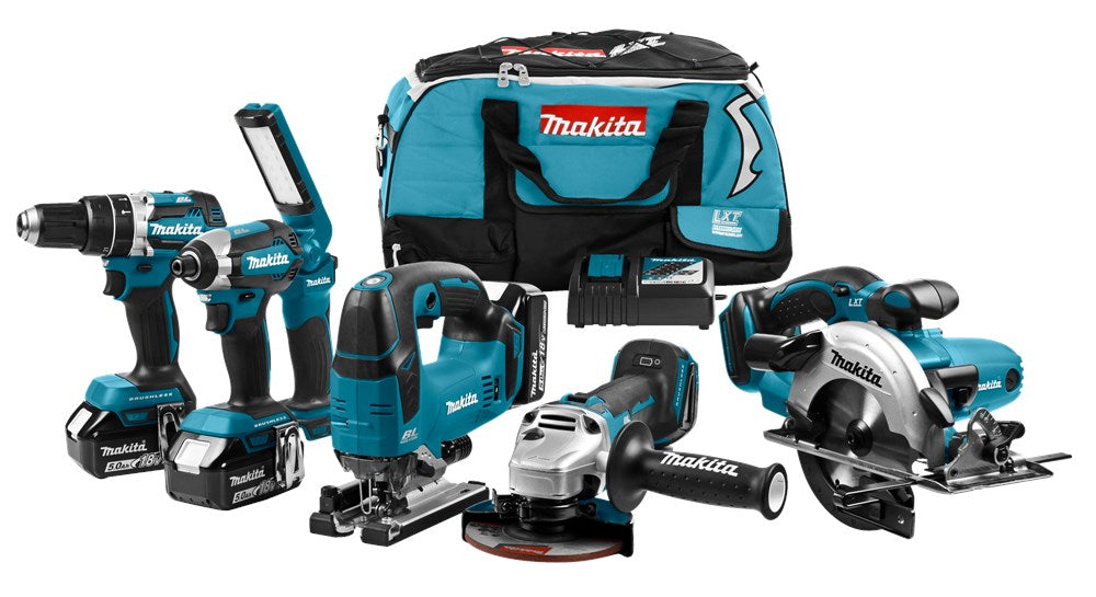 Makita DLX6082T LXT 18V Combiset Klopboren, Slagschroeven, Zagen en Slijpen