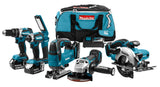 Makita DLX6082T LXT 18V Combiset Klopboren, Slagschroeven, Zagen en Slijpen