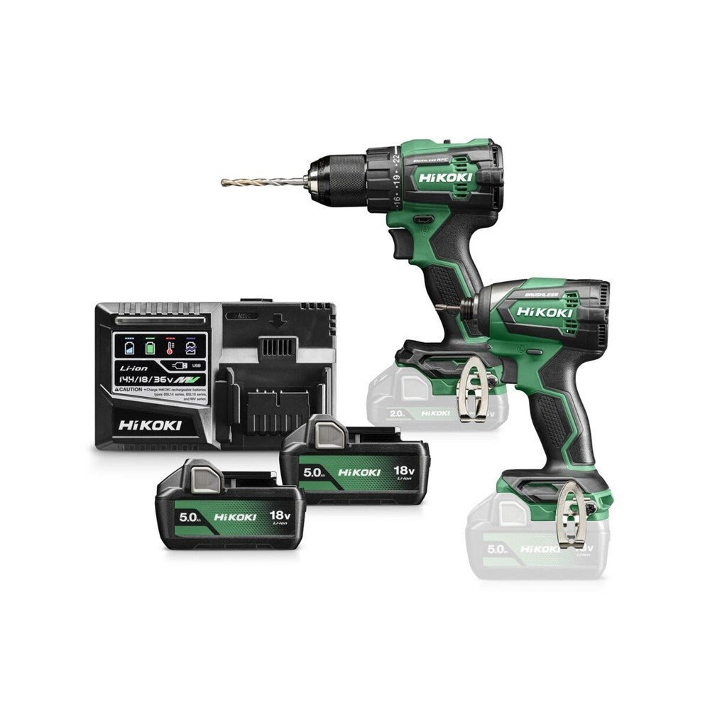 HiKOKI KC18DEWCZ Klop-boor-schroefmachine DV18DE + Slagschroevendraaier WH18D
