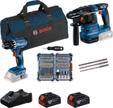 Bosch Combiset 18V GSR Boorhamer + GBH Schroevendraaier + GBA 2x4,0Ah + GAL Lader